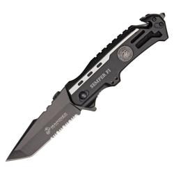 Couteau pliant US Marine Corps RESCUE Linerlock 1002TS Gris