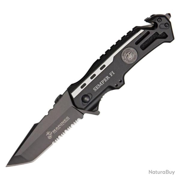 Couteau pliant US Marine Corps RESCUE Linerlock 1002TS Gris