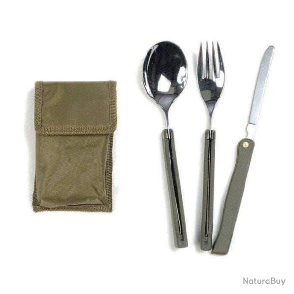 Couverts pliables Mil-Tec TTA inox 3 pi�ces avec �tui polyester Autre