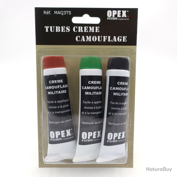 Cr�me de camouflage OPEX 3 tubes Tricolore