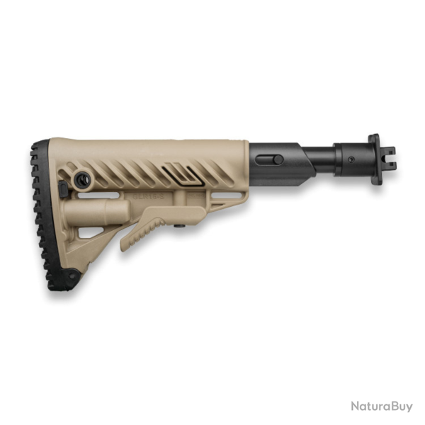 Crosse pliante amortissante FAB Defense M4-VEPR SB � adaptateur m�tal pour VEPR 12 et 7.62 Coyote