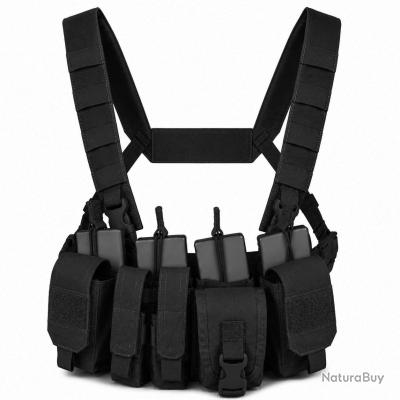 Gilet Tactique Chest Rig Avec Multiples Poches – Oxford 45x35 Cm, Réglable Pour Paintball, Chasse, Airsoft Et Cosplay