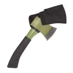 Hachette Mil-Tec monobloc acier lame 8 cm &times; 4,6 mm 832 g manche &eacute;lastom&egrave;re et &eacute;tui nylon Oxford Vert