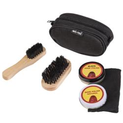 Kit complet d'entretien chaussures Mil-Tec en pochette nylon Noir