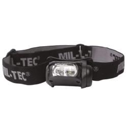 Lampe frontale Mil-Tec &agrave; quatre LED multicolores 65 lumens avec fixation MOLLE et autonomie 18 heure
