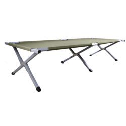 Lit picot type US Mil-Tec en acier 190 &times; 65 cm charge 200 kg avec sac de transport Vert Olive