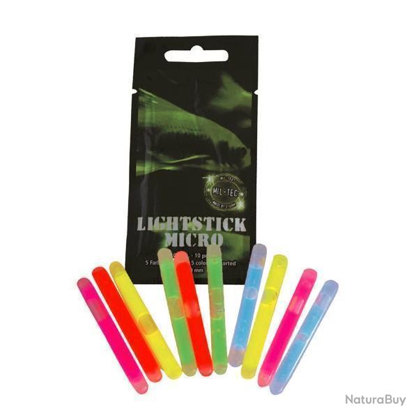 Lot de 10 mini-b�tons lumineux chimiluminescents Mil-Tec 6 mm � 5 cm autonomie 1 � 3 heures Autre