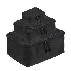 Lot de 3 pochettes de rangement Mil-Tec &agrave; couvercle mesh polyester PVC avec fixation MOLLE Noir