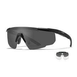 Lunettes balistiques Wiley X Saber Advanced kit 2 verres jour et nuit Noir Neutre / Fum&eacute;