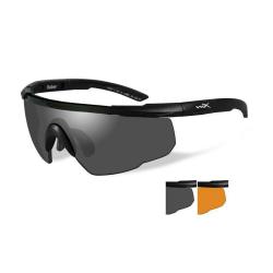 Lunettes balistiques Wiley X Saber Advanced kit 2 verres pleine lumi&egrave;re et contraste Noir Fum&eacute; / Lig