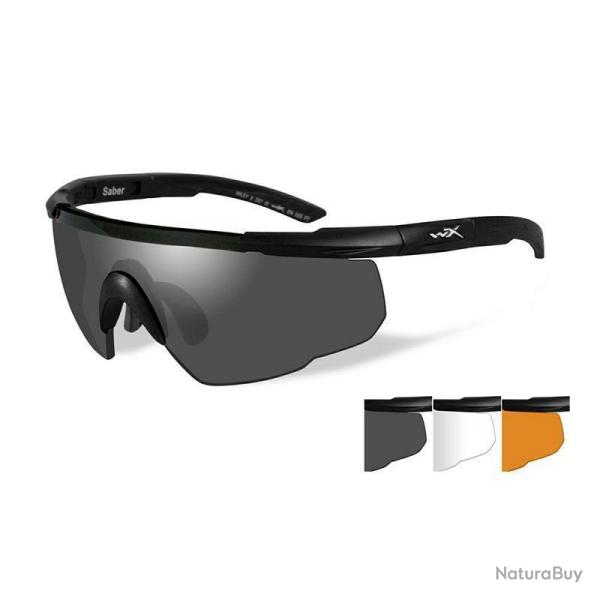 Lunettes balistiques Wiley X Saber Advanced kit 3 verres avec �tui rigide Noir Neutre / Fum� / Light