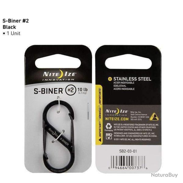Mousqueton Nite Ize S-Biner M�tal Noir T2