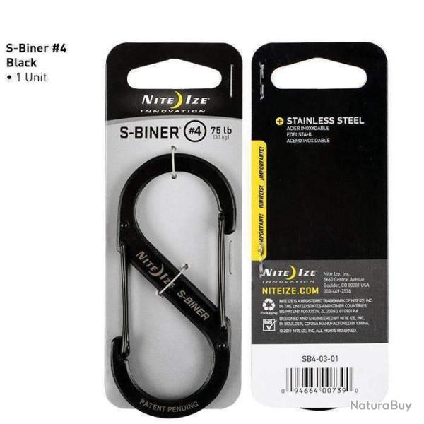 Mousqueton Nite Ize S-Biner M�tal Noir T4