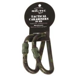 Mousquetons utilitaires Mil-Tec Tactical alliage aluminium 8 cm vendus par paire (non certifi&eacute;s esca