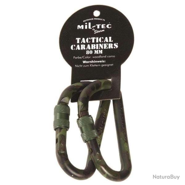 Mousquetons utilitaires Mil-Tec Tactical alliage aluminium 8 cm vendus par paire (non certifi�s esca
