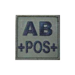 Patch groupe sanguin basse visibilit&eacute; Tissu Vert olive AB +