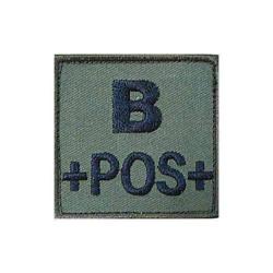 Patch groupe sanguin basse visibilit&eacute; Tissu Vert olive B +