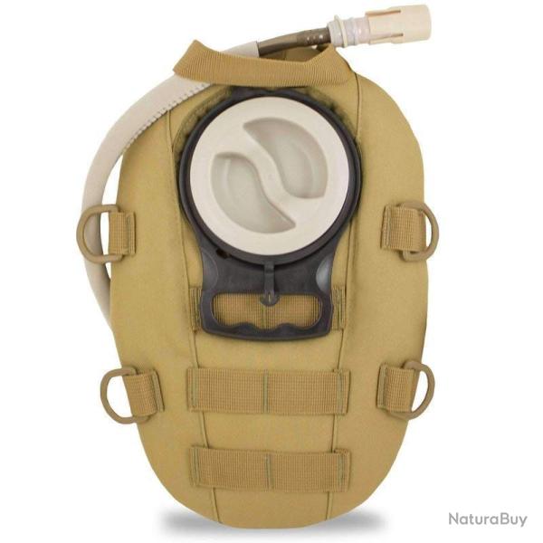 Poche � eau Mil-Tec Pack ovale 1 litre en TPU avec tuyau et housse polyester rembourr�e Coyote