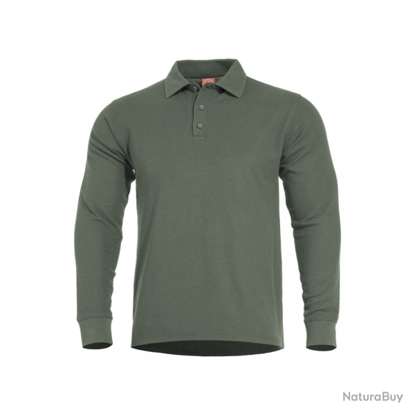 Polo manches longues Pentagon Aniketos en piqu� nid d'abeille � s�chage rapide col anti-roulottage V