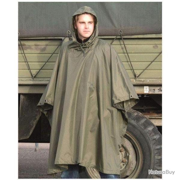 Poncho Mil-Tec type US Army en polyester 210T ripstop enduit polyvinyle colonne d'eau 5000 mm Vert o