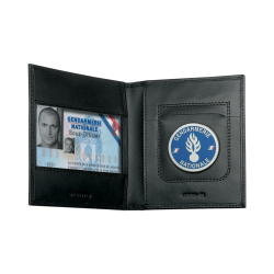 Porte-cartes horizontal GK Pro FDO 2 volets cuir Navigo et m&eacute;daille 125 &times; 105 mm Noir