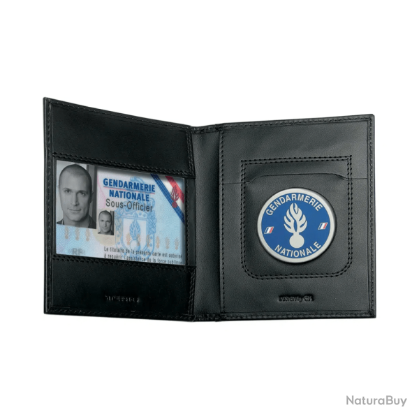 Porte-cartes horizontal GK Pro FDO 2 volets cuir Navigo et m�daille 125 � 105 mm Noir