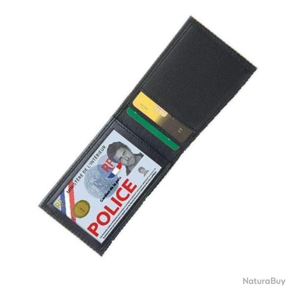 Porte-cartes mini horizontal GK Pro FDO 2 volets cuir 3 emplacements Noir