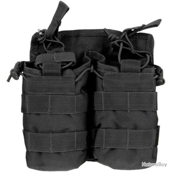 Porte-chargeur double Mil-Tec Open Top pour M4 polyester Oxford PVC compatible MOLLE avec sandow Noi