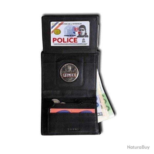 Portefeuille GK Pro FDO 3 volets cuir Navigo et porte-monnaie 100 � 135 mm Noir