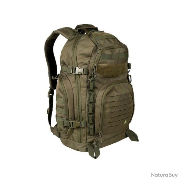 Sac � dos Ares Trek 60L en polyester 600D enduit PVC, dos ventil� et porte-piolets Vert olive