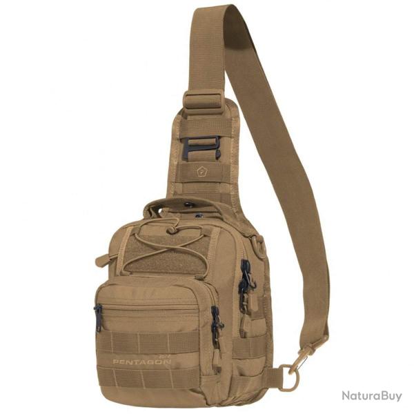 Sacoche poitrine Pentagon UCB 2.0 en polyester 600D 7 L port bandouli�re r�versible Coyote