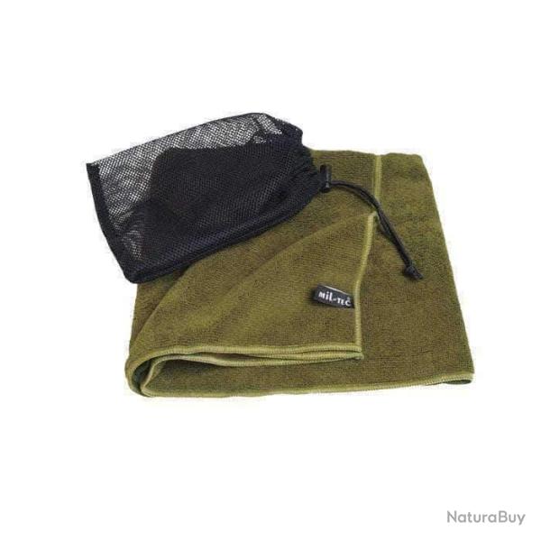 Serviette de camping Mil-Tec microfibre 100 � 50 cm avec pochette de transport Vert olive