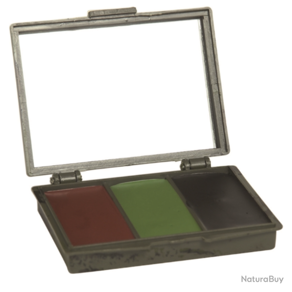 Set cr�me de camouflage Mil-Tec 3 teintes 26 ml en bo�tier polym�re avec miroir int�gr�
