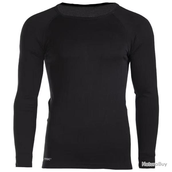 Sous-couche thermor�gulatrice Mil-Tec Sport manches longues en nylon et �lasthanne Noir - L