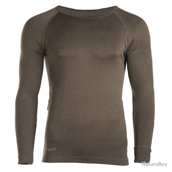Sous-couche thermor�gulatrice Mil-Tec Sport manches longues en nylon et �lasthanne Vert Olive - M