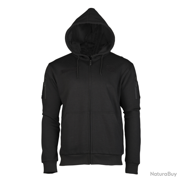 Sweat � capuche Mil-Tec Tactical en coton-polyester avec poches bras et fermeture �clair frontale No