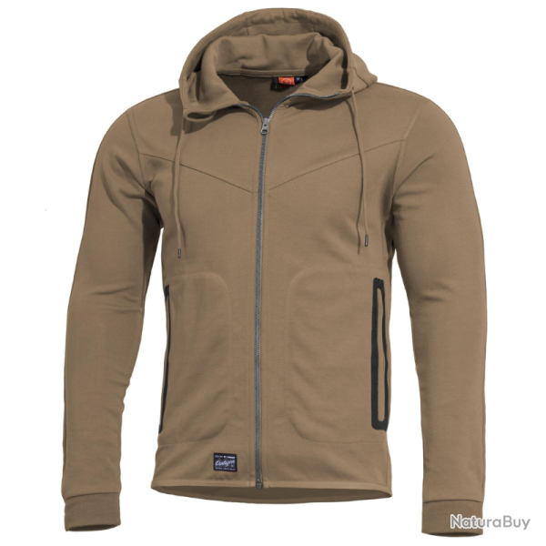 Sweat � capuche Pentagon Pentathlon 2.0 coton-polyester � poches soud�es coupe �troite Coyote - M