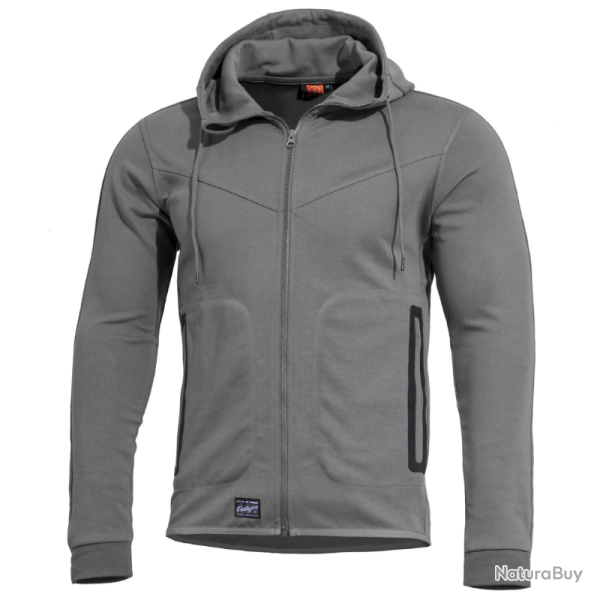 Sweat � capuche Pentagon Pentathlon 2.0 coton polyester � poches soud�es coupe �troite Gris