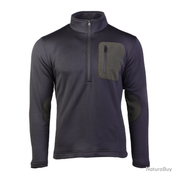 Sweat polaire Mil-Tec stretch zipp� avec renforts aux coudes et � la poitrine Noir - XL