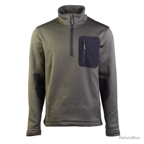 Sweat polaire Mil-Tec stretch zipp� avec renforts aux coudes et � la poitrine Vert Olive - XXL