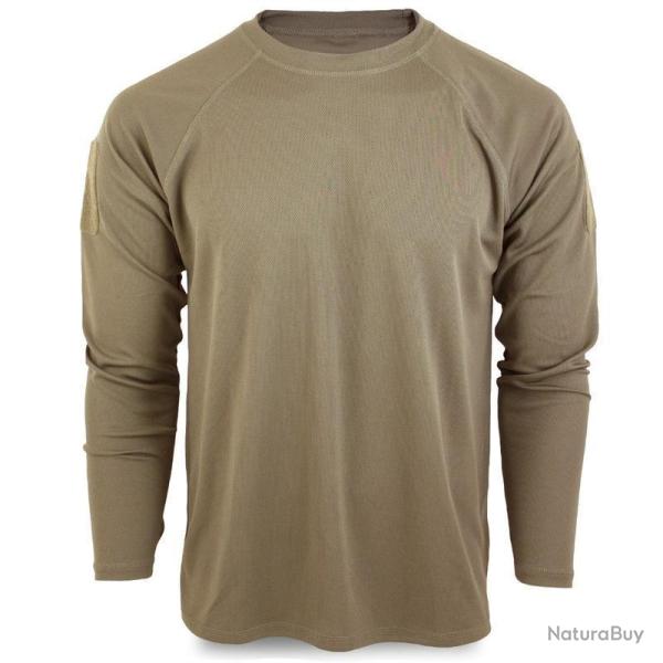 T shirt manches longues Mil Tec Tactical Quickdry polyester respirant avec boucles pouces Coyote