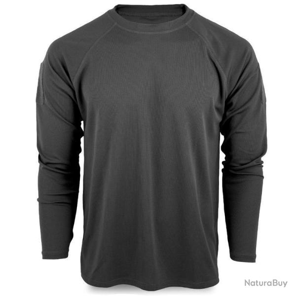 T shirt manches longues Mil Tec Tactical Quickdry polyester respirant avec boucles pouces Noir