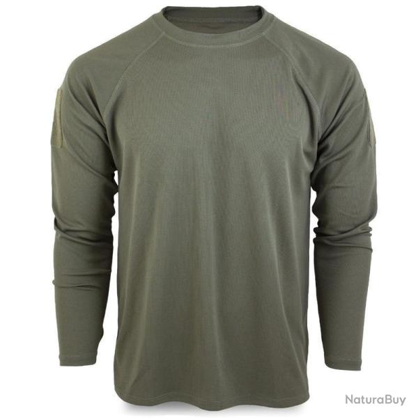 T shirt manches longues Mil Tec Tactical Quickdry polyester respirant avec boucles pouces Vert olive