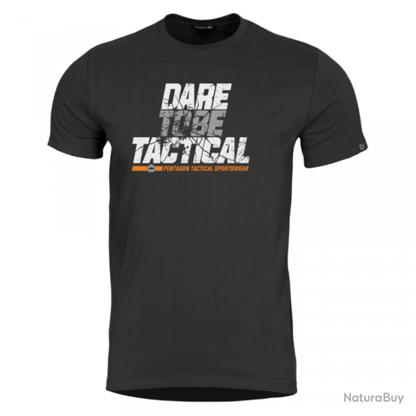T-shirt Pentagon Ageron Dare To Be Tactical en coton ring-spun 190 g/m� coupe confort Noir - L