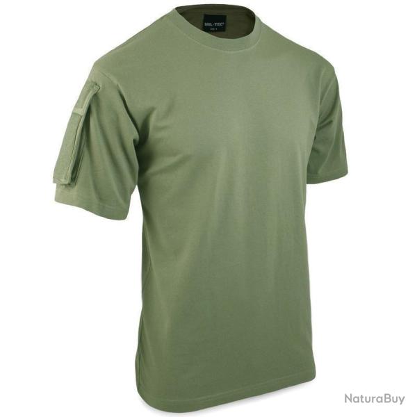 T-shirt tactique Mil-Tec en 100 % coton avec poches auto-agrippantes sur les deux manches pour patch