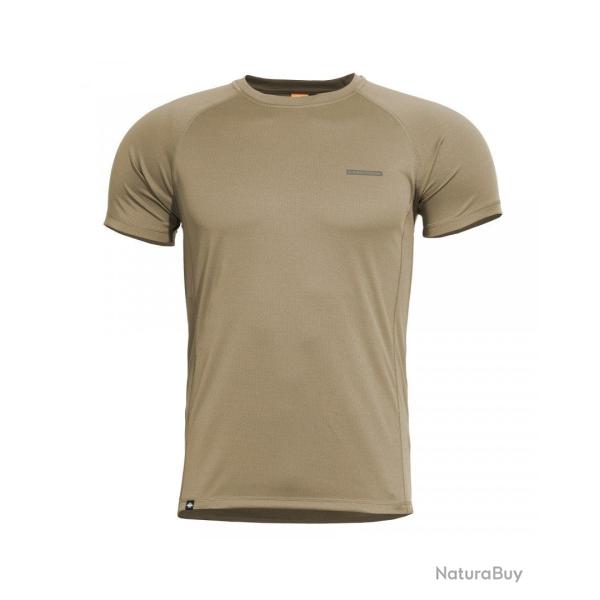 T-shirt technique Pentagon Bodyshock MK2 en polyester s�chage rapide coupe pr�s du corps Coyote - S