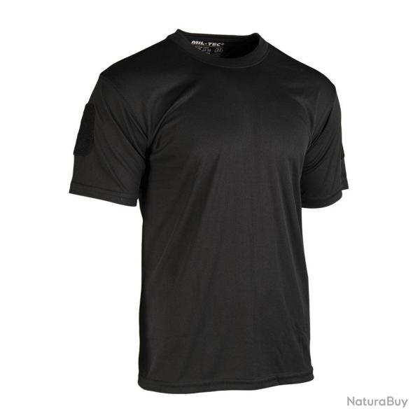 T-shirt thermor�gulateur Mil-Tec Tactical Quick Dry polyester respirant avec bandes patches Noir - S