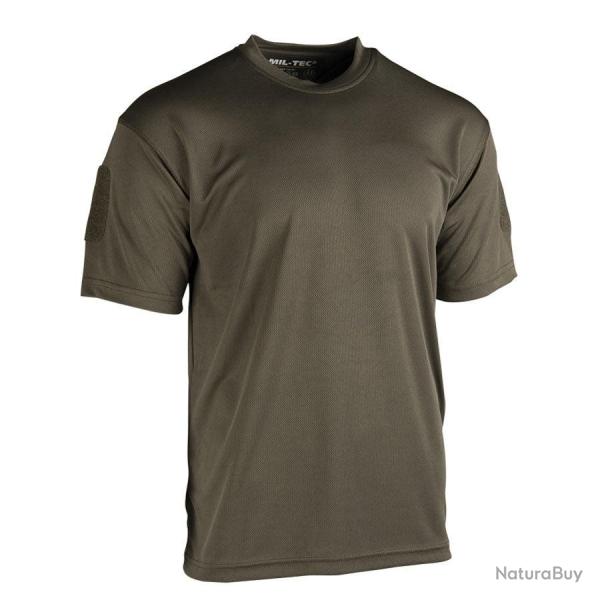 T-shirt thermor�gulateur Mil-Tec Tactical Quick Dry polyester respirant avec bandes patches Vert Oli