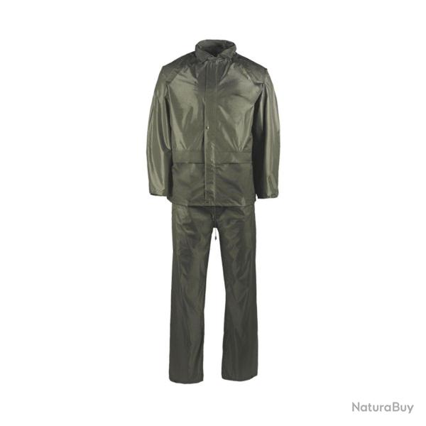 Tenue de pluie Mil-Tec veste et pantalon polyester enduit PVC colonne d'eau 3000 mm Vert - XXL
