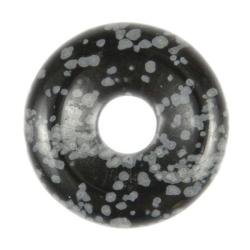 Donut Pi Chinois en obsidienne neige pour pendentif 2 cm